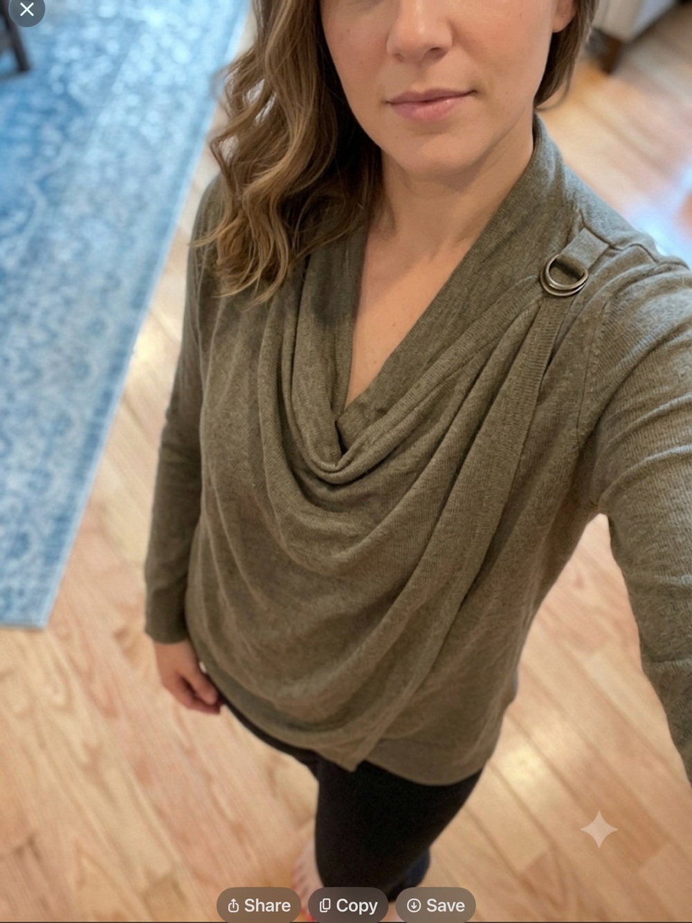 Banana Republic Olive Drape Neck Women’s Sweater medium fall cottagecore